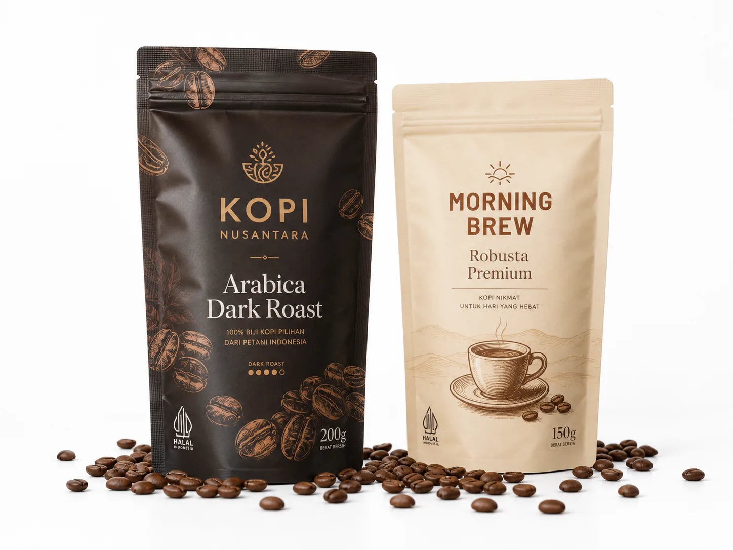 standing pouch kopi custom kraft ayo kemas